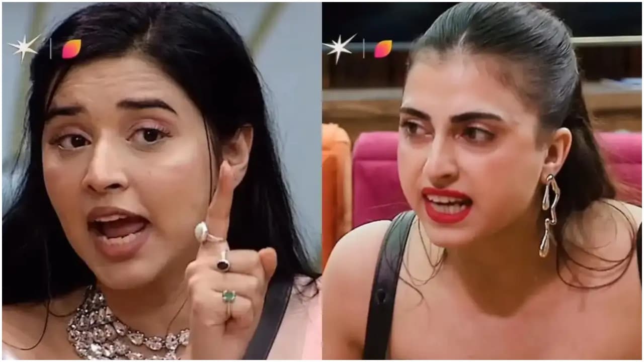 Bigg Boss 19: बिग बॉस 19 में हुआ 'तांडव'! फरहाना भट्ट और तान्या मित्तल की लड़ाई से गूंजा घर, प्रोमो में देखें कैटफाइट | Bigg Boss 19 weekend ka vaar tanya mittal fight farhana Bhatt jiohotstar Wildcard Contestant malti chahar