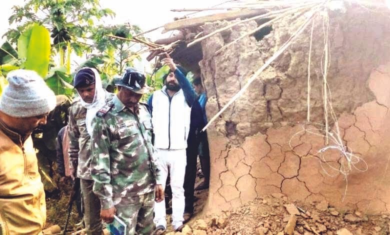 विशुनपुरा में कच्चे मकान को बम से उड़ाने का प्रयास, पिछला हिस्सा क्षतिग्रस्त