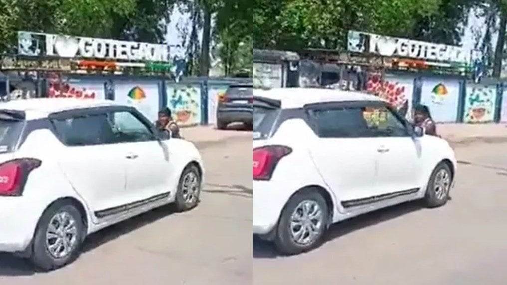 कार के बोनट पर महिला को घसीटते ले गई पुलिस