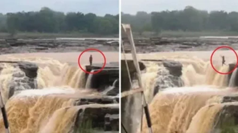 फोन चलाने पर डांटा तो लड़की ने झरने से छलांग मारी, देखे विडियो