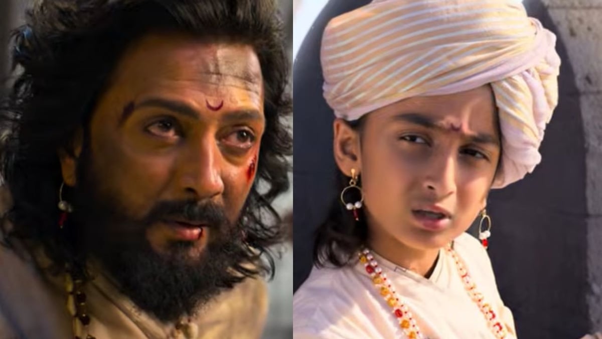 'राजा शिवाजी' से हुआ रितेश-जेनेलिया के 10 साल के बेटे का डेब्यू! ट्रेलर में दिखी राहिल देशमुख की खास झलक | Riteish Genelia 10 year old son makes debut in Raja Shivaji special glimpse of Rahil Deshmukh is seen in trailer