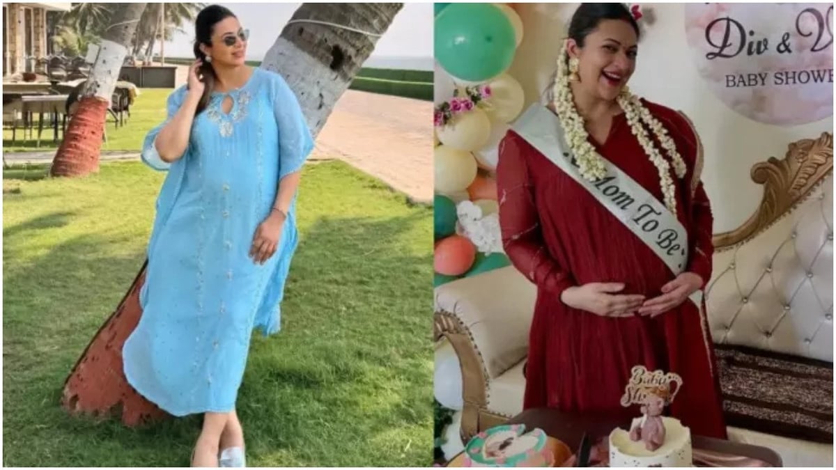 दिव्यांका त्रिपाठी ने सज धज कर की गोद भराई, 41 साल की होने वाली मां ने फ्लॉन्ट किया बेबी बंप | Divyanka Tripathi Baby Shower Photos Pregnancy Reveal Vivek Dahiya TV Actress