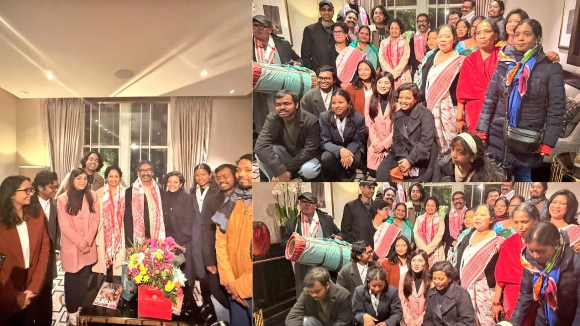 लंदन पहुंचने पर हेमंत सोरेन का हुआ शानदार स्वागत, कल्पना सोरेन के साथ लिया पारंपरिक संगीत का मजा