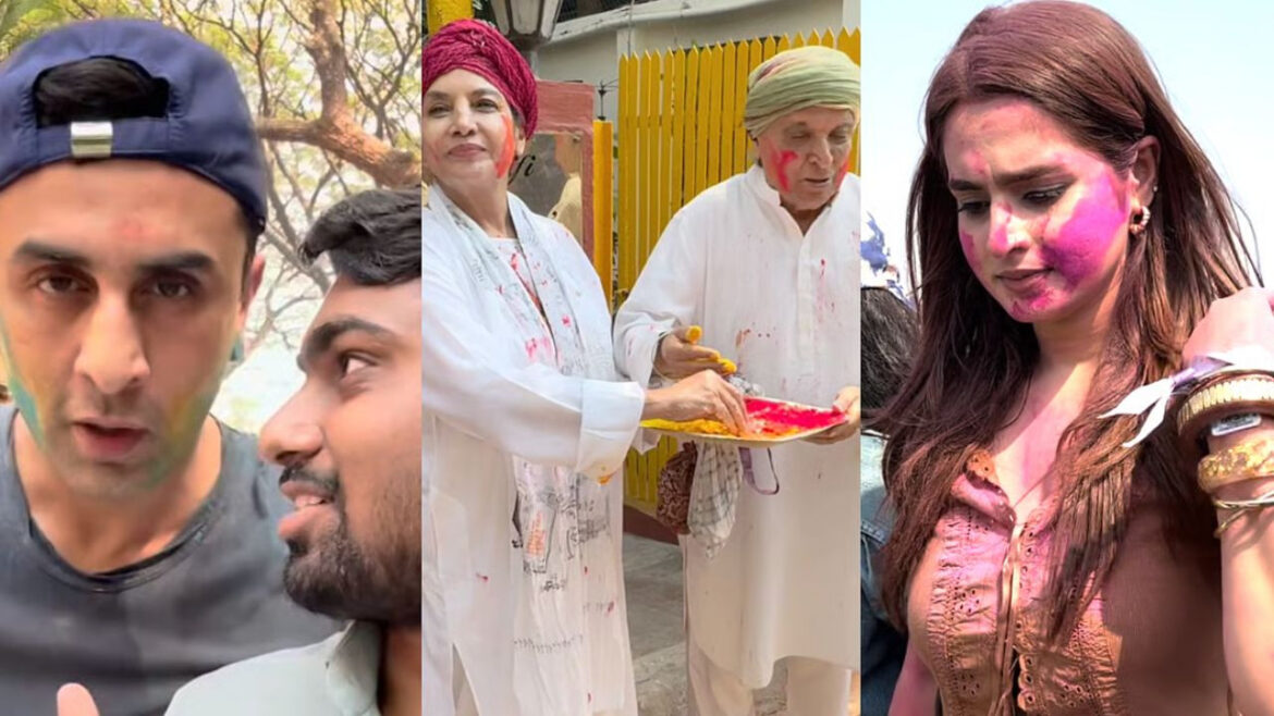 होली के मौके पर सेलेब्स का धमाकेदार जश्न, पति गौरव खन्ना संग रोमांटिक हुई आकांक्षा, यहां देखें सामने आई वीडियोज | Holi 2026 celebrities Wishes Fans Shabana Azmi Javed Akhtar Host Party Ayesha Khan Attends holi party watch videos