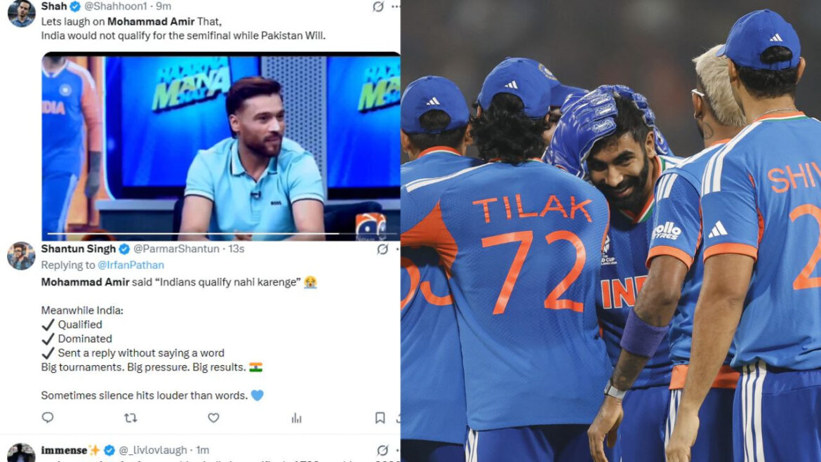 IND vs WI: 'भारत टॉप-4 में नहीं पहुंचेगा' कहकर फंस गए आमिर! WI को रौंदने के बाद सोशल मीडिया पर ट्रोलर्स ने जमकर उड़ाया मजाक | t20 world cup 2026 mohammad amir trolled his statement India wont reach semifinal IND VS WI