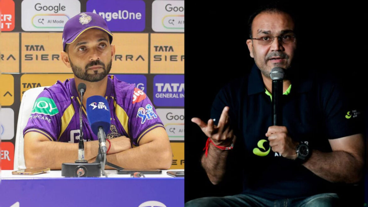 'शांत रहो और शतक लगाओ', रहाणे के गुस्से पर सहवाग ने लगाई क्लास; कहा- बच्चन-तेंदुलकर से सीखना चाहिए | IPL 2026 Virender Sehwag Schools KKR captain Ajinkya Rahane Over Jealousy Comments